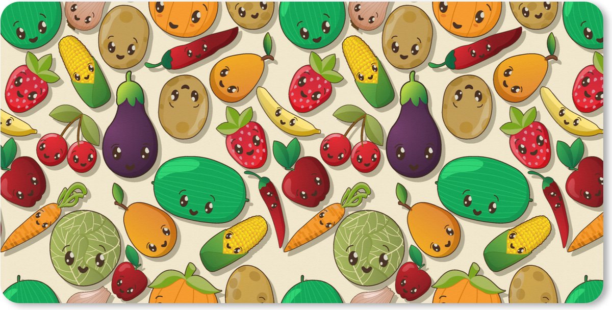 Muismat XXL 120x60 cm - Bureau onderlegger - Bureau mat Kawaii - Patronen - Groente - Fruit - Bureaumat - Gaming mousepad xl - Bureaulegger groot - Computer deskmat