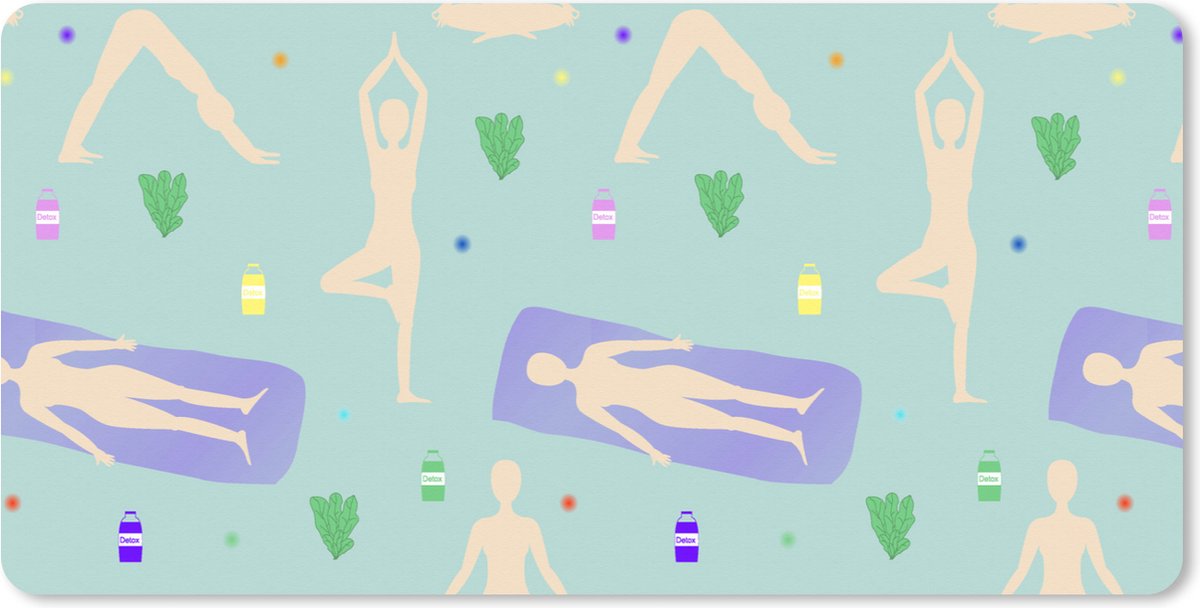 Muismat XXL 80x40 cm - Bureau onderlegger - Bureau mat Yoga - Patronen - Zen - Bureaumat - Gaming mousepad xl - Bureaulegger groot - Computer deskmat