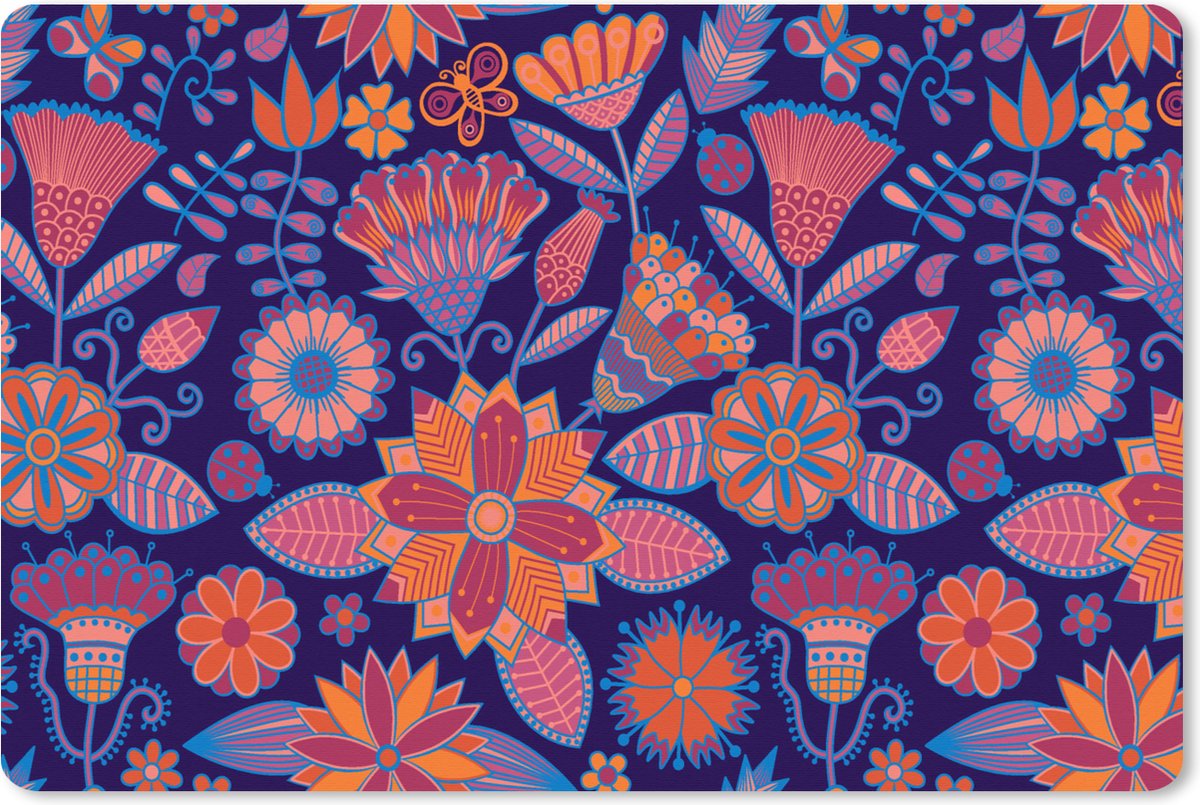 Muismat XXL 120x80 cm - Bureau onderlegger - Bureau mat Vlinder - Bloemen - Patronen - Bureaumat - Gaming mousepad xl - Bureaulegger groot - Computer deskmat