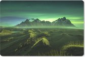 Muismat XXL - Bureau onderlegger - Bureau mat - Noorderlicht - Berg - Groen - IJsland - 120x80 cm - XXL muismat
