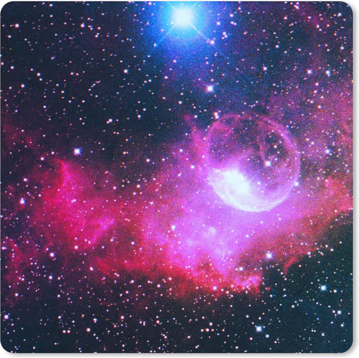 Muismat XXL 40x40 cm - Bureau onderlegger - Bureau mat Heelal - Planeten - Roze - Jongens - Meisjes - Kinderen - Bureaumat - Gaming mousepad xl - Bureaulegger groot - Computer deskmat