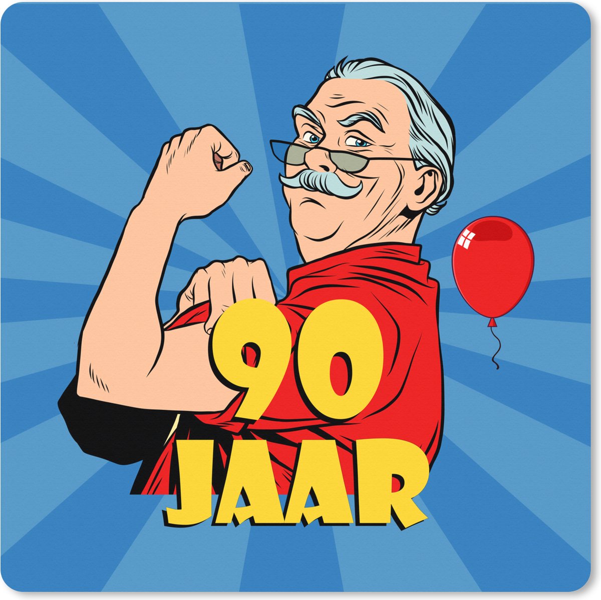 Muismat XXL 40x40 cm - Bureau onderlegger - Bureau mat Man - Jubileum - 90 Jaar - Bureaumat - Gaming mousepad xl - Bureaulegger groot - Computer deskmat