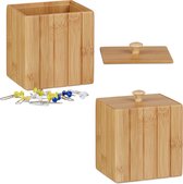 Relaxdays 2x boîte de rangement avec couvercle - petite boîte en bois - boîte de rangement - boîte en bois de bambou