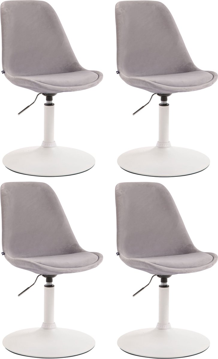 CLP Maverick Set van 4 Eetkamerstoelen - Fluweel grijs wit