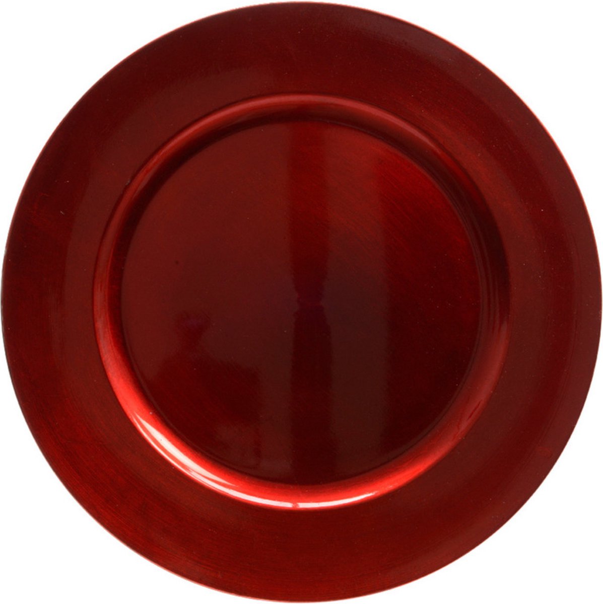 Kaarsenbord/onderbord - rood glimmend - 33 cm - kunststof - onderbord kerstdiner- Kaarsenbord/onderzet bord voor kaarsen