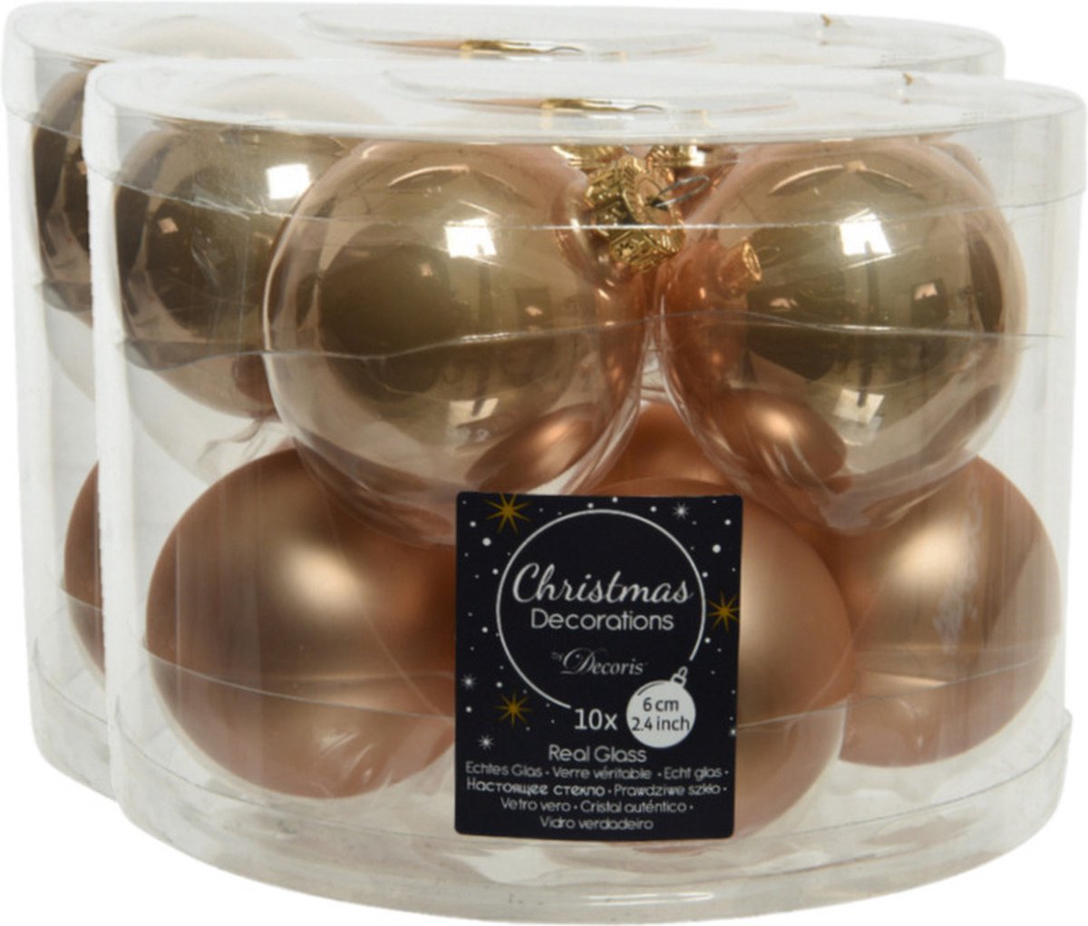 30x stuks kerstballen toffee bruin van glas 6 cm - mat/glans - Kerstboomversiering