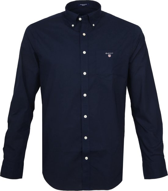Gant - Casual Overhemd Broadcloth Marine - M - Heren - Regular-fit