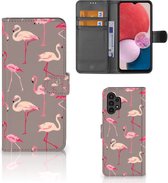 Hoesje met naam Geschikt voor Samsung Galaxy A13 (4G) Wallet Book Case Flamingo