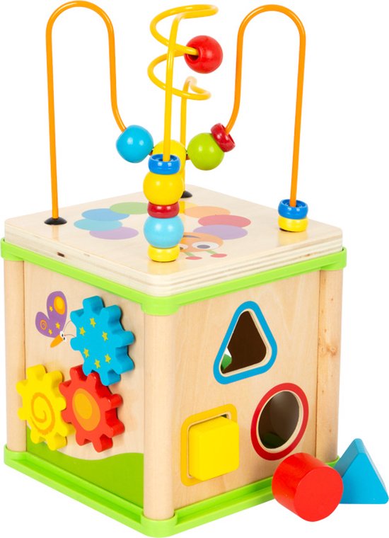 Small Foot Company - Kralenstructuur - Kralenspiraal - Activiteitenkubus - Houten speelgoed - Educatief speelgoed - Vanaf 1 jaar - Baby - Peuter - Speelgoed - Duurzaam