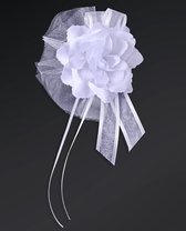 Bruiloft antenne linten wit 4x stuks - Auto bruiloft versieringen - Decoraties huwelijk