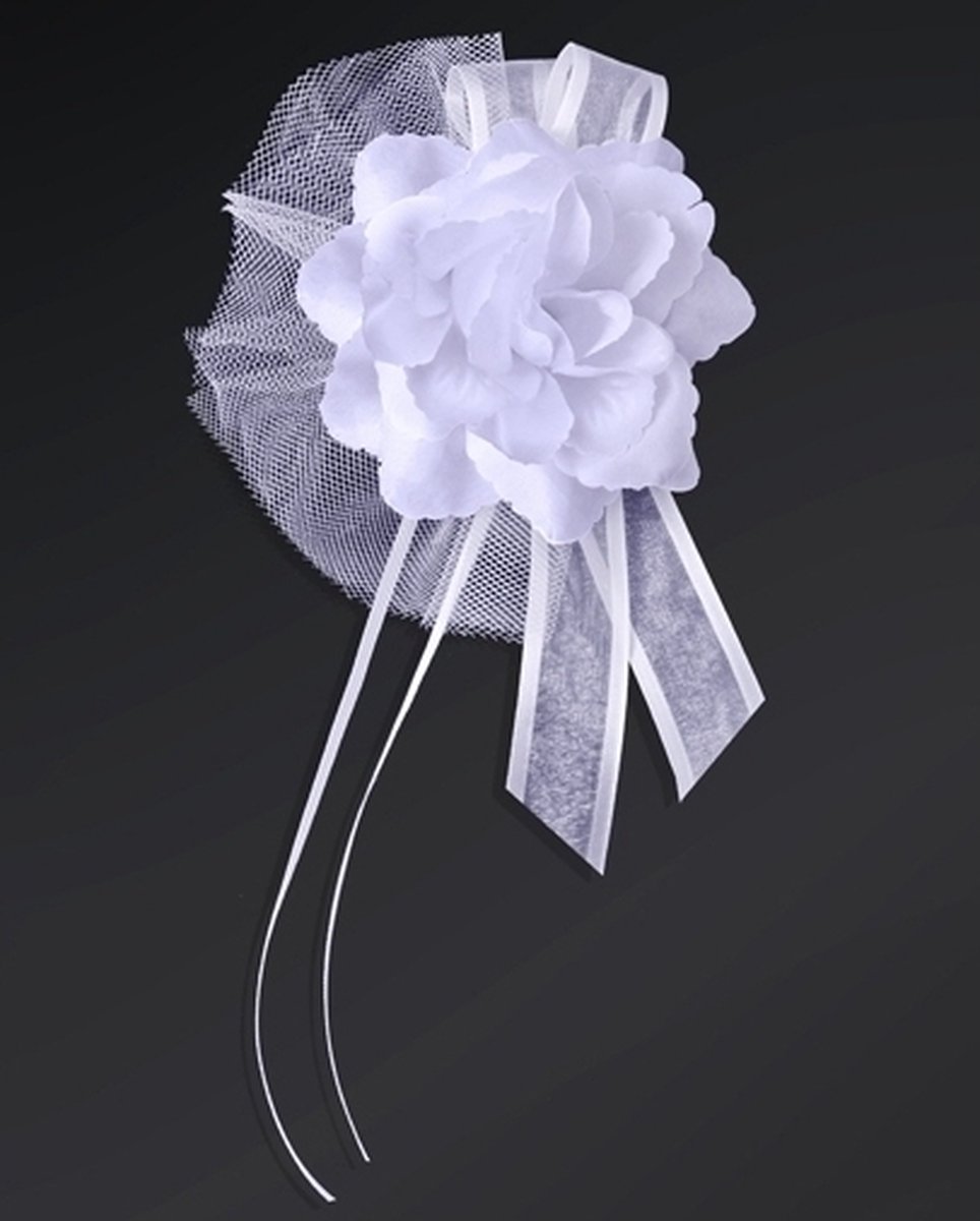 Bruiloft auto decoratie set, 6 stuks auto strikken Juat getrouwde auto sticker 9 stuks kunstmatige roos bloemen met lint bruiloft auto lint decoratie