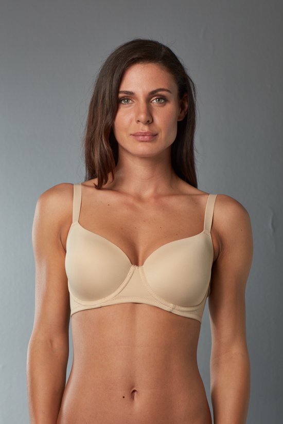 Isabella Dames Lingerie Voorgevormde met beugel plunge comfort BH (11-261) - Maat 80D - BEIGE