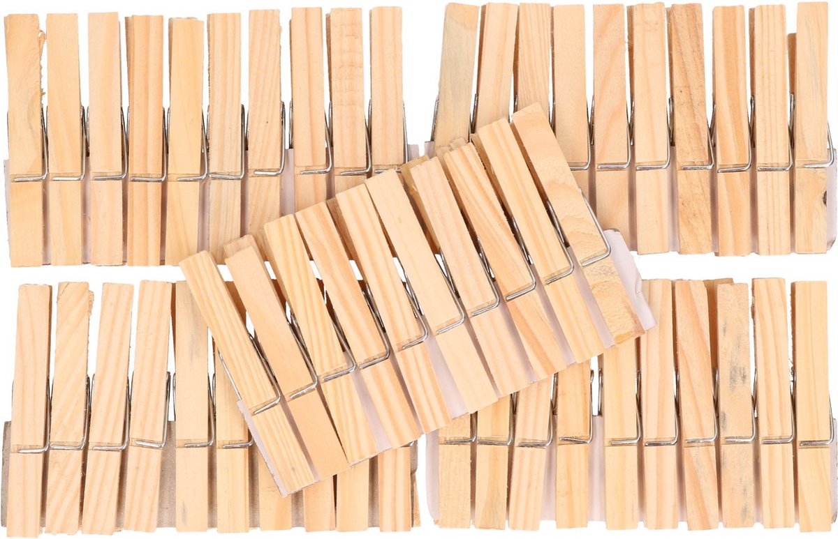Wasknijpers - 50x st - 7,5 cm - hout - was ophangen - wasgoed knijpers