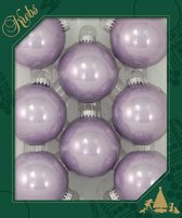 8x Orchidee paarse glazen kerstballen glans 7 cm kerstboomversiering - glans - Kerstversiering/kerstdecoratie paars