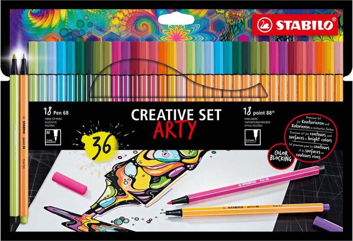 Feutre dessin - STABILO Pen 68 - ColorParade gris / turquoise x 20 feutres  de coloriage pointe moyenne