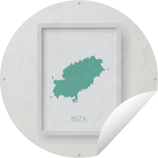 Tuincirkel een lichtgroene kaart van Ibiza - Ronde Tuinposter - Buiten