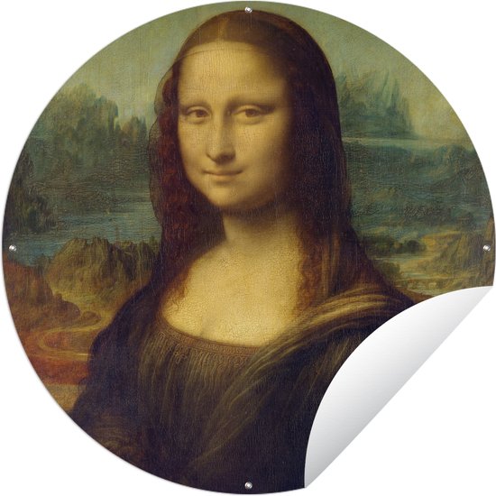 Tuincirkel Mona Lisa - Leonardo da Vinci - 60x60 cm - Ronde Tuinposter - Buiten