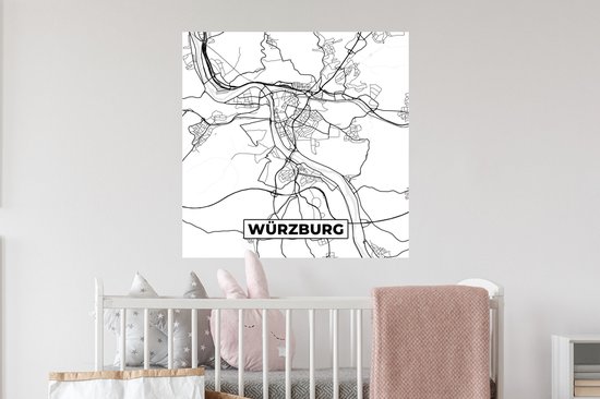 Stickers muraux - Würzburg - Carte - Plan de la ville - Plan d'étage - 80x80 cm - Feuille adhésive