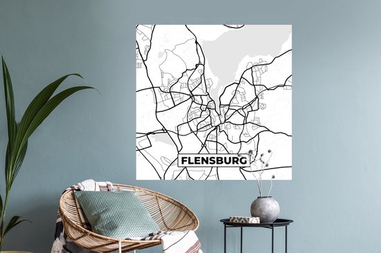 Stickers muraux - Flensbourg - Carte - Carte - Plan de la ville - 100x100 cm - Feuille adhésive XXL