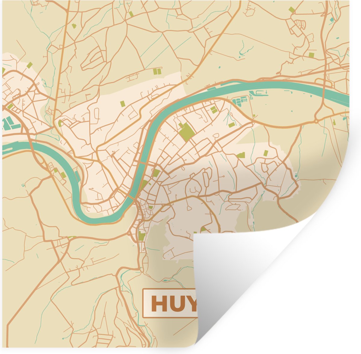 Muurstickers - Sticker Folie - Plattegrond - Kaart - België - Huy - Stadskaart - 120x120 c