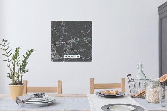 Stickers muraux - Lörrach - Plan de la ville - Blauw - Carte - Plan de la ville - Carte - Allemagne - 80x80 cm - Feuille adhésive