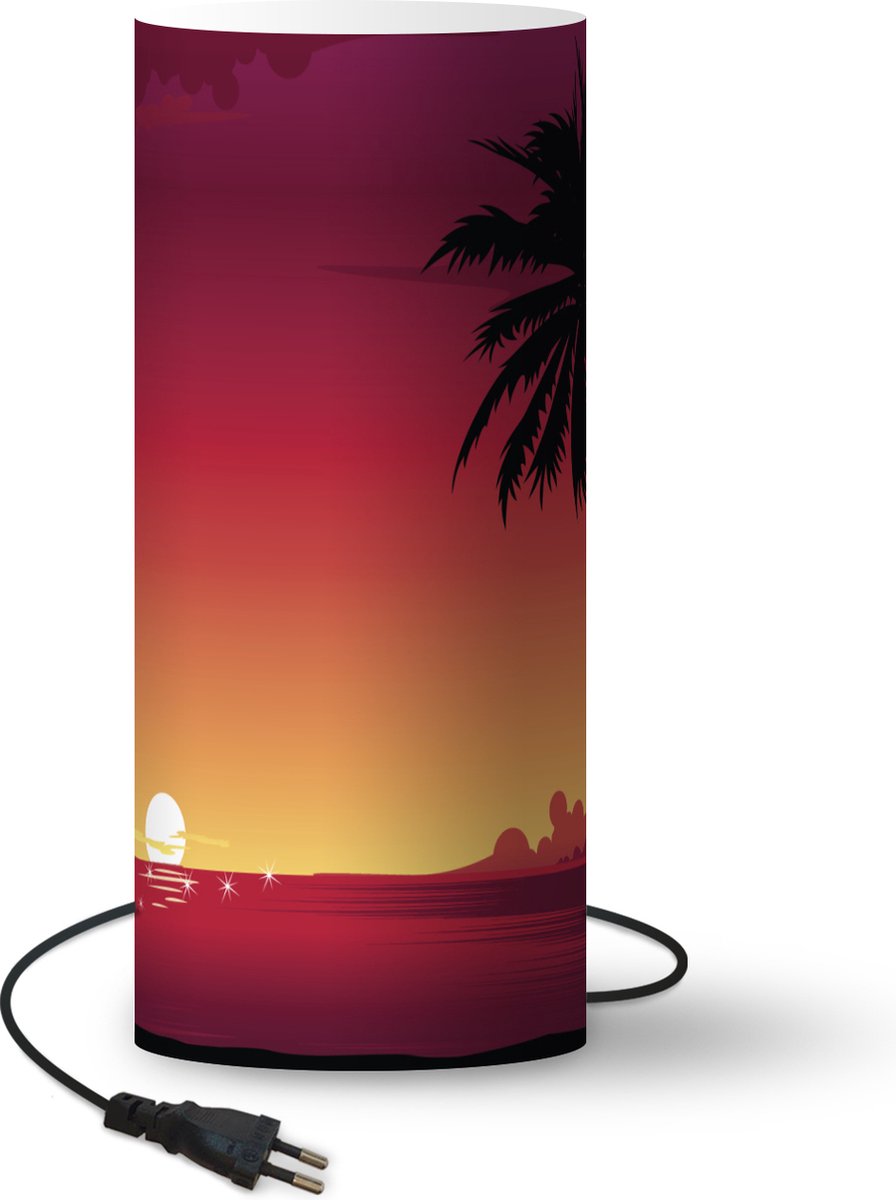 Lamp - Nachtlampje - Tafellamp slaapkamer - Strand - Zon - Palm - 70 cm hoog - Ø29.6 cm - Inclusief LED lamp