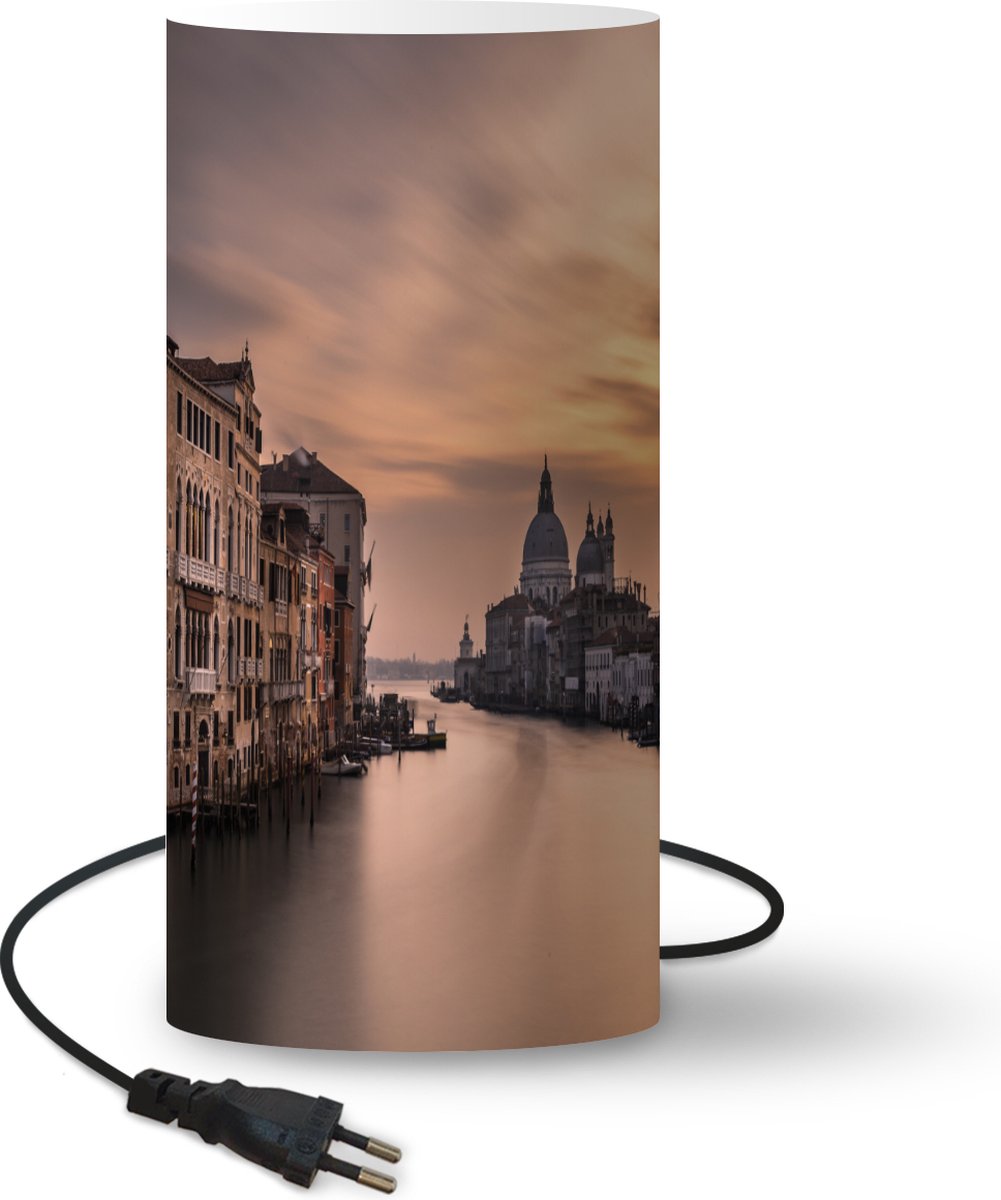 Lamp - Nachtlampje - Tafellamp slaapkamer - Water - Architectuur - Venetië - Roze - 54 cm hoog - Ø24.8 cm - Inclusief LED lamp