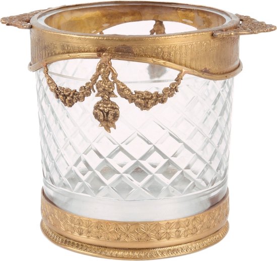 Baroque - Waxinelichtjeshouder - Wijnfleshouder koper 15 cm - 15 - Brass+glass
