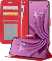 Hoesje Geschikt voor OnePlus 10 Pro Hoesje Book Case Hoes Wallet Cover - Hoes Geschikt voor OnePlus 10 Pro Hoesje Bookcase Hoes - Rood