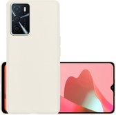 Hoes Geschikt voor OPPO A16 Hoesje Cover Siliconen Back Case Hoes - Wit