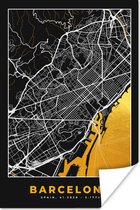 Poster Barcelona - Stadskaart - Plattegrond - Goud - Kaart - 20x30 cm