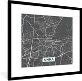 Fotolijst incl. Poster - Stadskaart – Plattegrond – Duitsland – Blauw – Unna – Kaart - 40x40 cm - Posterlijst