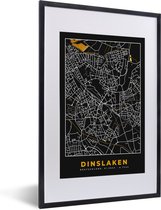 Fotolijst incl. Poster - Duitsland – Black and Gold – Dinslaken – Stadskaart – Kaart – Plattegrond - 40x60 cm - Posterlijst