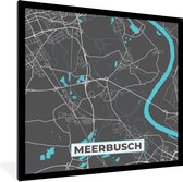 Fotolijst incl. Poster - Meerbusch – Stadskaart – Blauw – Plattegrond – Stadskaart – Kaart - Duitsland - 40x40 cm - Posterlijst