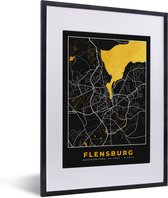Fotolijst incl. Poster - Flensburg - Goud - Stadskaart - Plattegrond - Kaart - Duitsland - 30x40 cm - Posterlijst