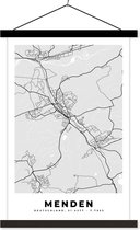 Posterhanger incl. Poster 40x60 cm - Schoolplaat - Kaart - Plattegrond - Duitsland - Menden - Stadskaart - Textielposter - Zwarte latten - Plattegrond