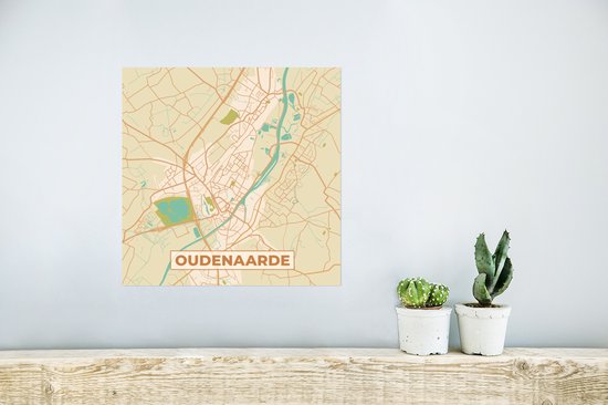 Poster Map - Map - Oudenaarde - Plan de la ville - Vintage - 30x30 cm