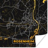 Poster Black and Gold – Stadskaart – Rosenheim – Duitsland – Plattegrond – Kaart - 75x75 cm