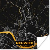 Poster Duitsland – Black and Gold – Neuwied – Stadskaart – Kaart – Plattegrond - 75x75 cm