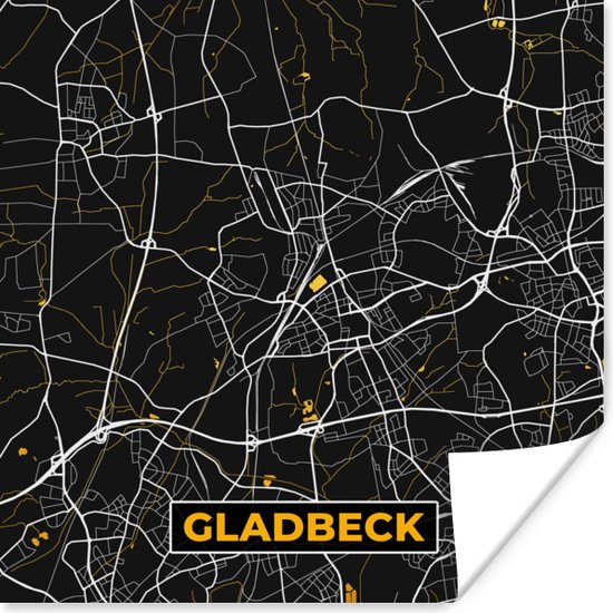 Poster Goud – Duitsland – Plattegrond – Gold – Stadskaart – Kaart – Gladbeck - 50x50 cm