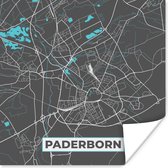 Poster Blauw – Duitsland – Plattegrond – Stadskaart – Kaart – Paderborn - 50x50 cm