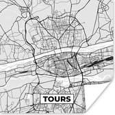 Poster Plattegrond - Kaart - Stadskaart - Frankrijk - Tours - 50x50 cm
