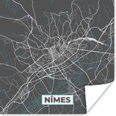 Poster Nîmes - Frankrijk - Plattegrond - Stadskaart - Kaart - 50x50 cm