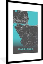 Fotolijst incl. Poster - Martigues - Frankrijk - Plattegrond - Kaart - Stadskaart - 60x90 cm - Posterlijst