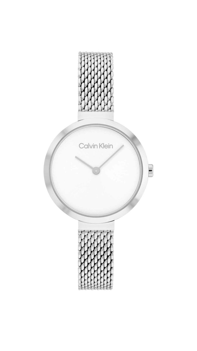 Calvin Klein CK25200082 Dames Horloge - Mineraalglas - Roestvrijstaal - Zilver - 28 mm breed - 2.8 cm lang - Quartz - Druksluiting - 3 ATM (spatwater)