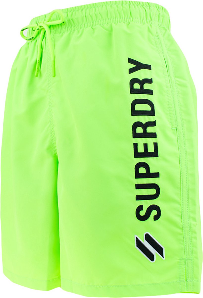 Superdry code applque logo rits zwemshort neon groen - XL