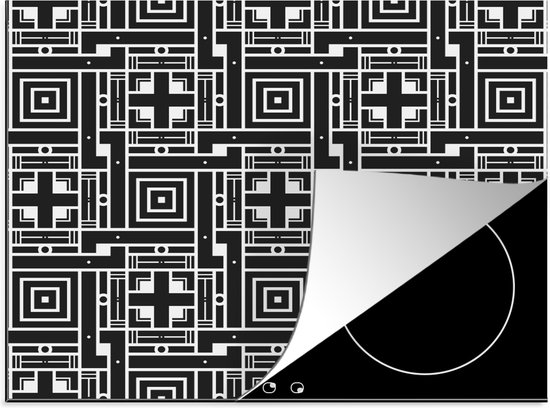 KitchenYeah® Inductie beschermer 57.6x51.6 cm - Geometrie - Patroon - Zwart - Kookplaataccessoires - Afdekplaat voor kookplaat - Inductiebeschermer - Inductiemat - Inductieplaat mat