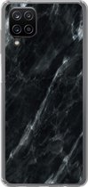 Geschikt voor Samsung Galaxy A12 hoesje - Marmer print - Zwart - Luxe - Siliconen Telefoonhoesje