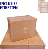 Boîtes de déménagement en carton - 15 pièces - Tres Robuste - Capacité de charge 50 kg - Capacité en litres 60L - Étiquettes incluses