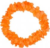 Toppers in concert - Set van 12x stuks hawaii bloemen slingers neon oranje - Oranje fans artikelen - Koningsdag